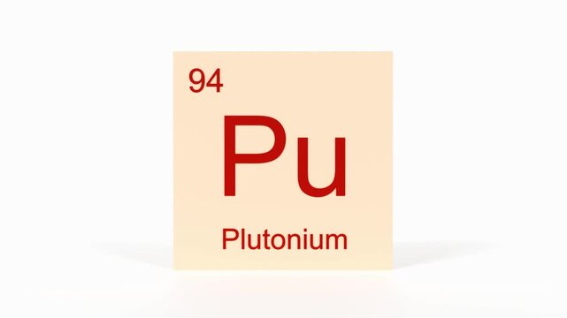 Plutonium Element 4K Render - Periodic Table Box with Atomic Number 94, Scientific Education, Chemistry Classroom, Modern Science Video, and Laboratory 3D Content
