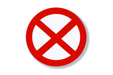 Fototapeta premium Red prohibition sign with cross isolated on white background for web design