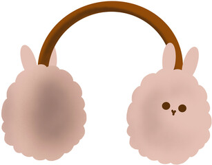 토끼 모양의 겨울 귀마개 일러스트 © 202109
