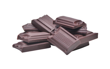 Chocolate pieces isolated on white background