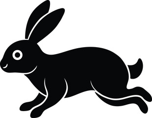 rabbit silhouette icon. Stylized silhouette of a black rabbit in motion against a white background