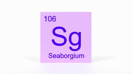 Seaborgium Element 4K Render - Periodic Table Box with Atomic Number 106, Scientific Education, Chemistry Classroom, Modern Science Video, and Laboratory 3D Content - Powered by Adobe