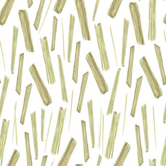 Watercolor Lemongrass Stalk Seamless. Refreshing botanical design associated with cleansing, focus, renewal. Perfect for tea packaging, aromatherapy branding, kitchen textiles,  spiritual arts