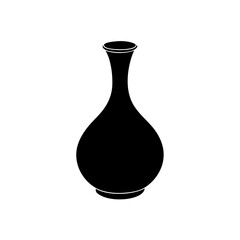Silhouette of a black vase on transparent background