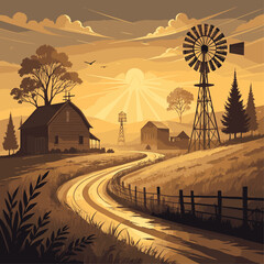 sunset in the countryside