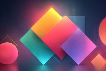 Modern abstract gradient art poster with geometric shapes.  Illustration of bright multicolored futuristic design gradients, print and trendy typography for poster, cover or flyer.
