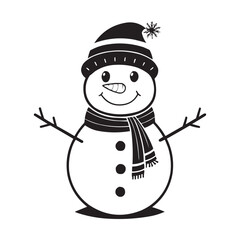 Cute Snowman in Winter Hat and Scarf Vector Illustration. Perfect for Christmas, winter holidays, greeting cards, kids' designs, stickers, posters, and festive decorations