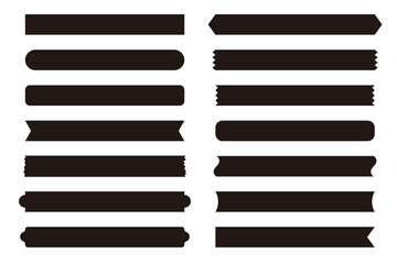 タイトルバナー基本セット／ベーシックな横長見出しラベルのベクター素材