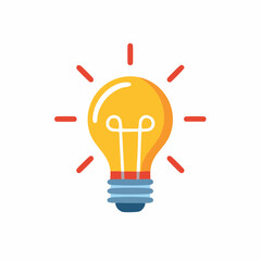 Glowing light bulb icon symbolizing creativity inspiration and solution flat vector illustration