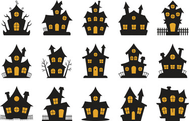Halloween Graveyard Icon Set - Tombstone and Ghost Vector Illustration Isolate on White Background 
