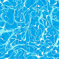 Colorful abstract pattern in shades of blue and white resembling flowing water in a modern design