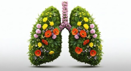 Blooming Lungs Floral Respiratory System on White.
