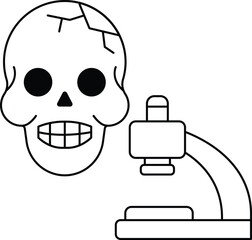 A skull is on a microscope