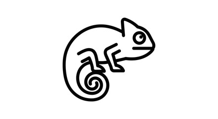 Chameleon outline illustration simple drawing of reptile white background.