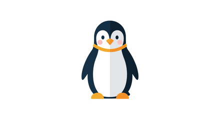 Cartoon Penguin with Scarf A Cute Antarctic Illustration.