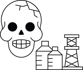 A skull is drawn with a smile on its face