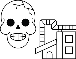 A skull is drawn with a smile on its face