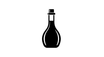 Simple black silhouette icon of a glass bottle with a cork.