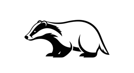 Stylized Black and White Illustration of a Badger.