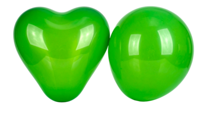 Shiny Green Balloon Set – Two Styles Isolated on Transparent Background