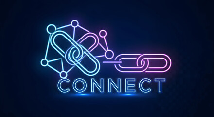 未来へ繋ぐネオン「CONNECT」：ビジネス連携とネットワークを象徴する高品位アイコン