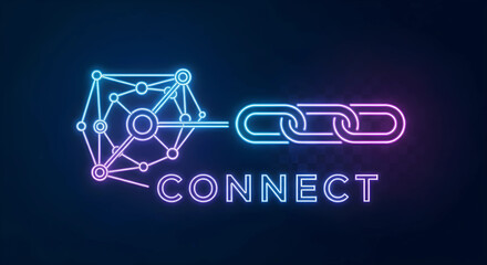 未来へ繋ぐネオン「CONNECT」：ビジネス連携とネットワークを象徴する高品位アイコン