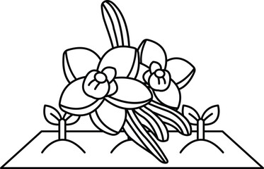 A drawing of a flower garden with a bunch of flowers and some plants