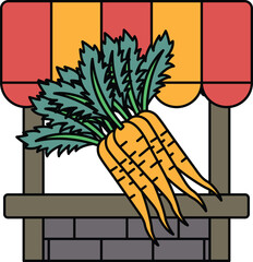 A drawing of carrots on a window sill