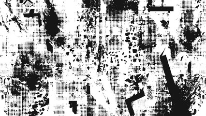 grunge glitch texture with halftone dots and abstract distorted shapes perfect for screen print and background design