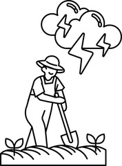 A man is digging in the dirt with a shovel