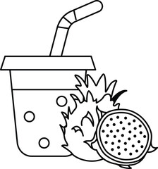 A cup of juice with a straw and a slice of pineapple on top