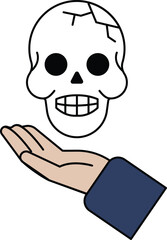 A skull is being held in a hand