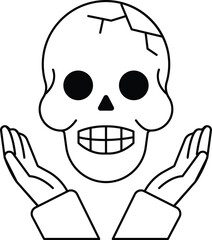 A skull with a smile on its face is holding hands