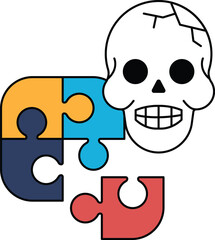 A skull is shown with a smile on its face