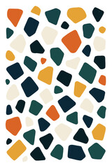 Colorful abstract geometric pattern with irregular scattered shapes on white background