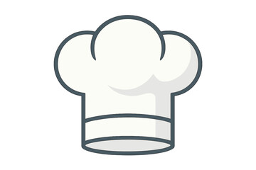 White chef hat icon with dark outline symbolizing professional cooking and cuisine