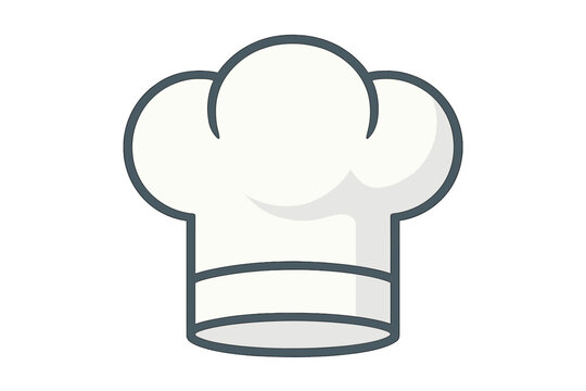 White chef hat icon with dark outline symbolizing professional cooking and cuisine