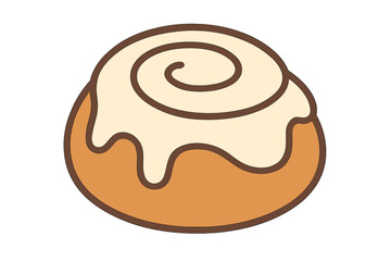 Delicious sweet cinnamon roll pastry with creamy white frosting on top