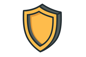 Yellow and dark gray protective shield shape symbolizing safety and defense