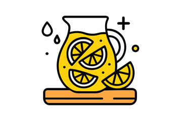 Refreshing pitcher of homemade lemonade with sliced lemons on a serving board