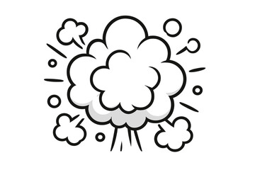 Dynamic comic book explosion cloud burst isolated on a clean white background