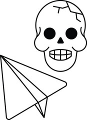A skull is drawn with a smile on its face