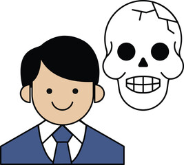 A man with a skull next to him