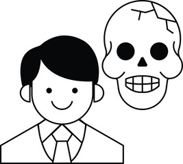 A man with a skull next to him