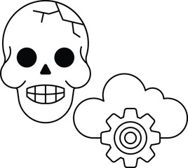 A skull is drawn with a cloud in the background
