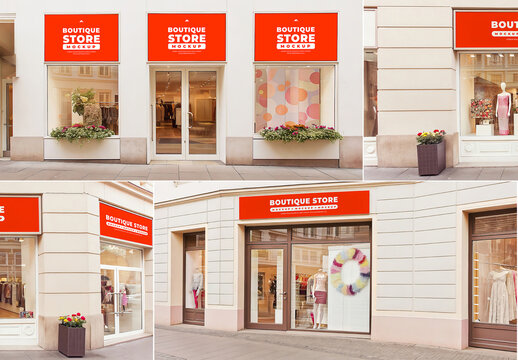 Comprehensive Storefront Signage and Window Branding Mockup Set
