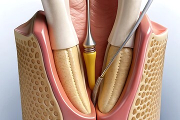 Periodontal Scaling and Root Planing. Oral hygiene and conventional periodontal therapy. Medically accurate of human teeth cleaning treatment.