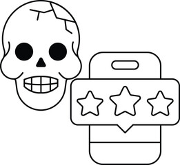 A skull with a smiley face and three stars