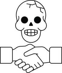 A skull is shown with a hand on its head