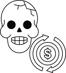 A skull with a dollar sign in the middle